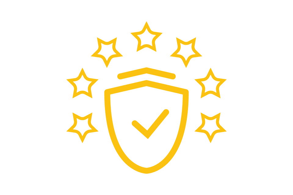 icon shield with stars and checkmark